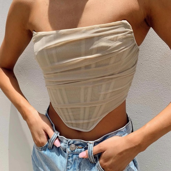 Princess Polly Tops - Princess Polly Avery Bustier Champagne